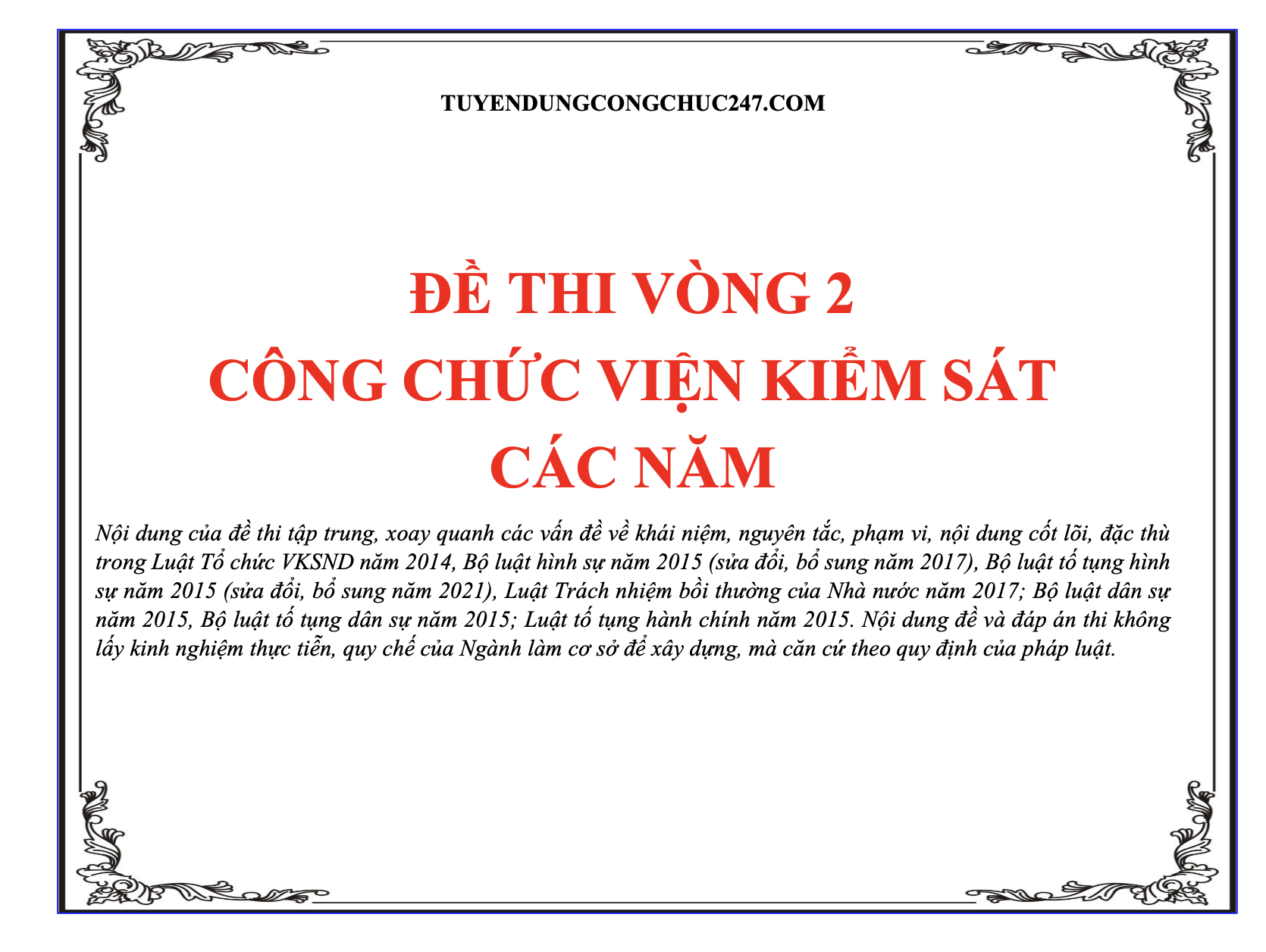 Tổng hợp đề thi công chức viện kiểm sát nhân dân